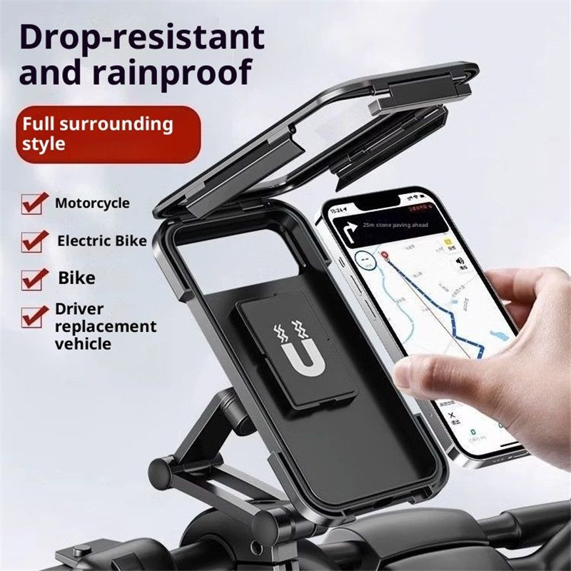Phone Mount with Waterproof Protector, 360 Degree Adjustable Holder, Compatible with 7inch Roll Bar， Cell Phone - Image 2