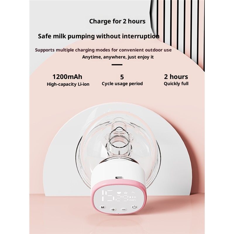 Upgraded Wearable Breast Pump, Hands-Free Design with Extended Battery Life & LED Display, Double Electric Portable Pump with 5ModesPink - Image 4