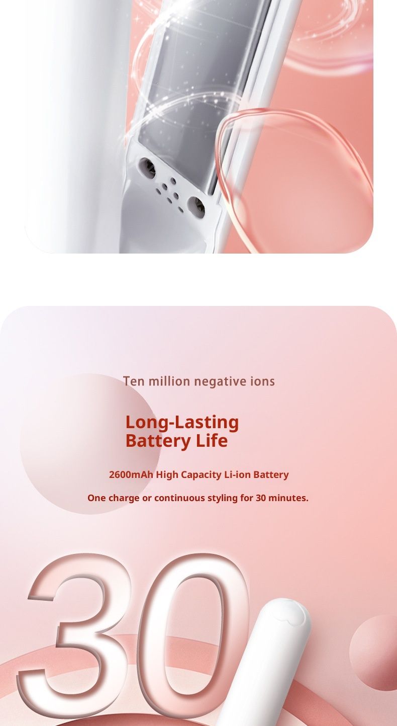 Cordless Hair Straightener 2 in 1 Mini Curler and Flat Iron Ceramic Portable USB Rechargeable Travel Hair Styler for Women Men with Pouch (White 19.5*2cm) - Image 5