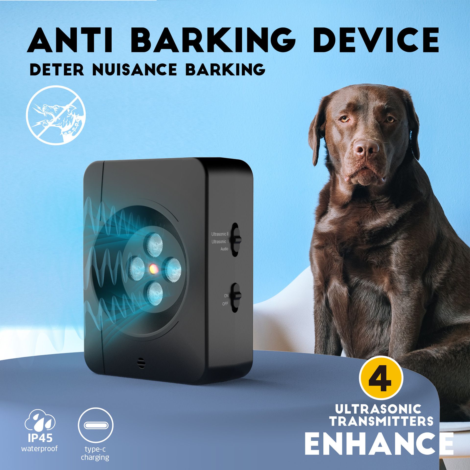 Ultimate Ultrasonic Bark Control Device for Dogs - Auto Sensor Modes | Weatherproof Anti-Bark Deterrent | Handheld Remote Training Tool | Stop Excessive Barking Humanely - Black - Image 2