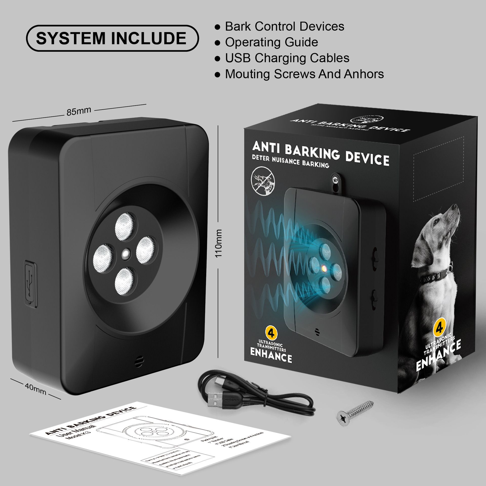 Ultimate Ultrasonic Bark Control Device for Dogs - Auto Sensor Modes | Weatherproof Anti-Bark Deterrent | Handheld Remote Training Tool | Stop Excessive Barking Humanely - Black - Image 5