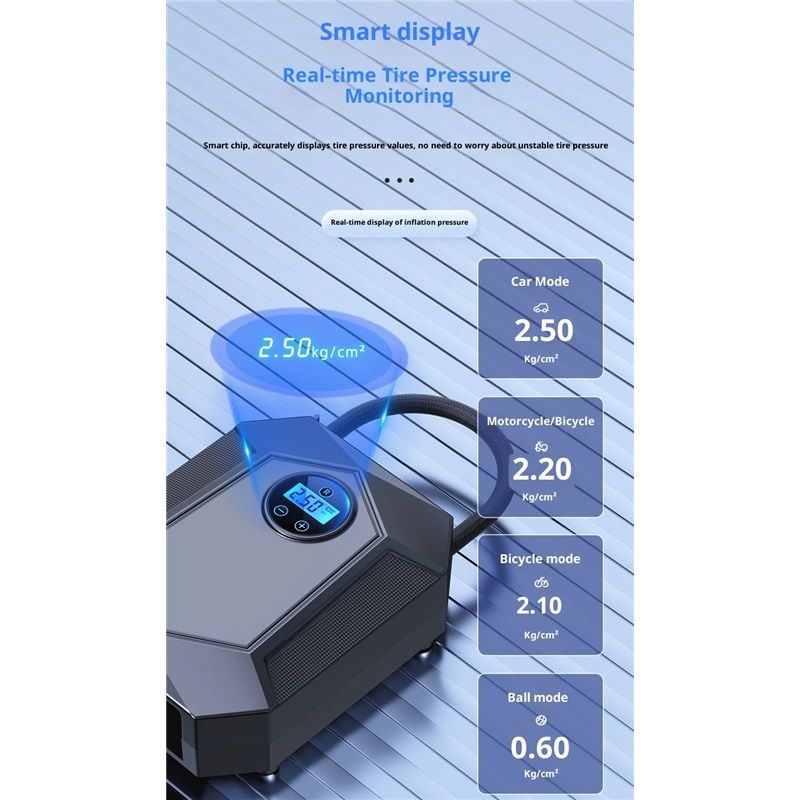Digital Air Compressor for Car Auto Pump Portable Tire Inflator with LED Light 12V, Air Pump for Car Tires | Tire Inflator for Car, Ball, Motor - Image 4