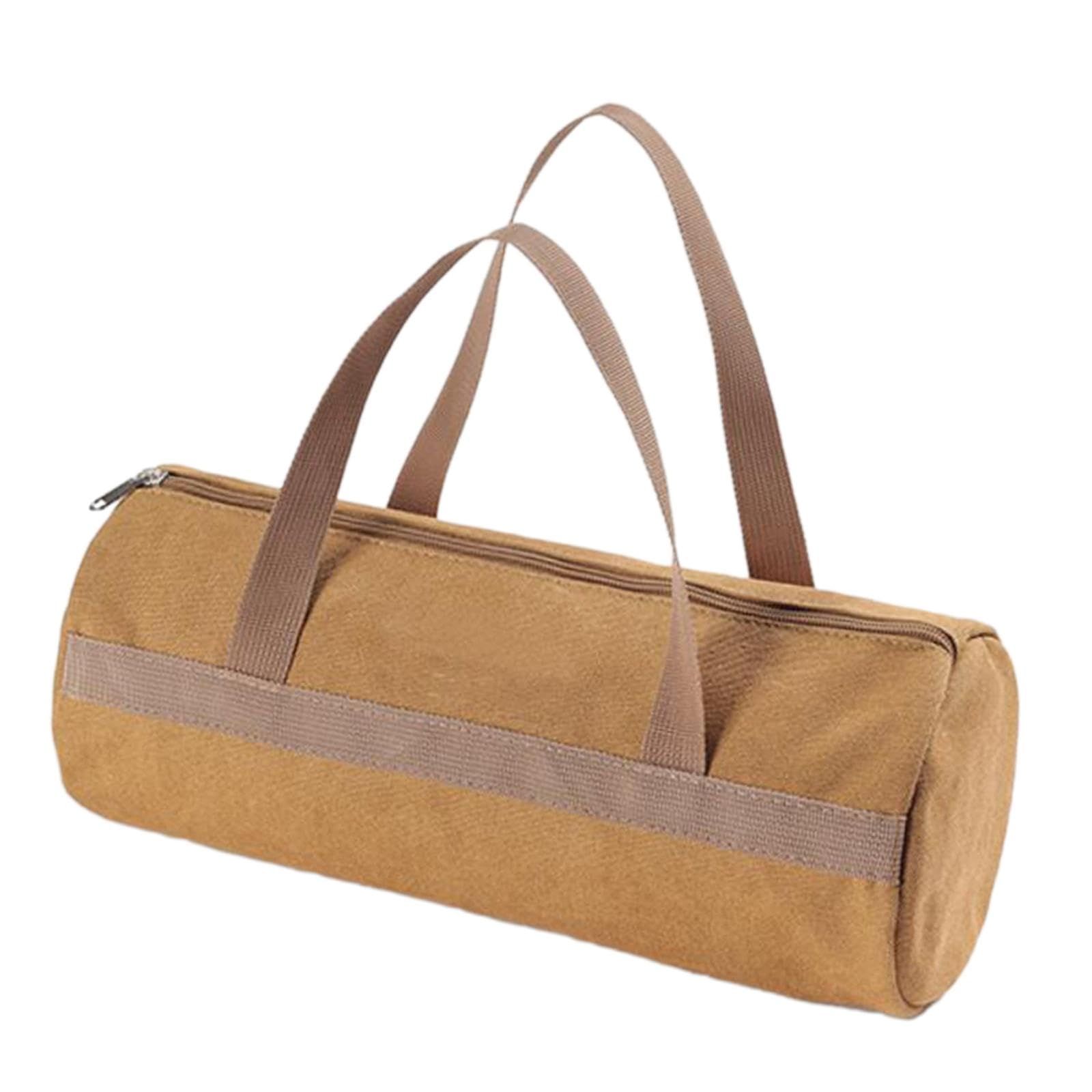 Tent Stakes Bag, Double Layer Tent Pole Pegs Storage Bag, Camping Accessories Large-Capacity Canvas Tool Bag with Zipper for Man Camping, Hiking (36cm Khaki) - Image 1