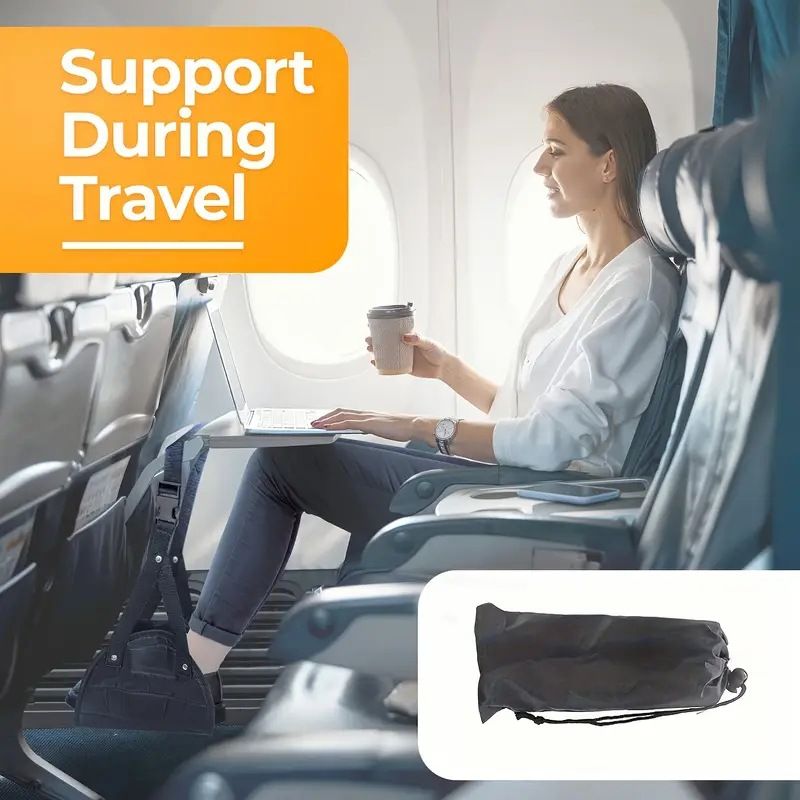 Upgraded Airplane Foot Rest Thickened Super-Size Airplane Foot Hammock to Relax Your Feet - Perfect Airplane Travel Essentials for Long Flight Plane Travel Foot Leg Rest （black） - Image 3