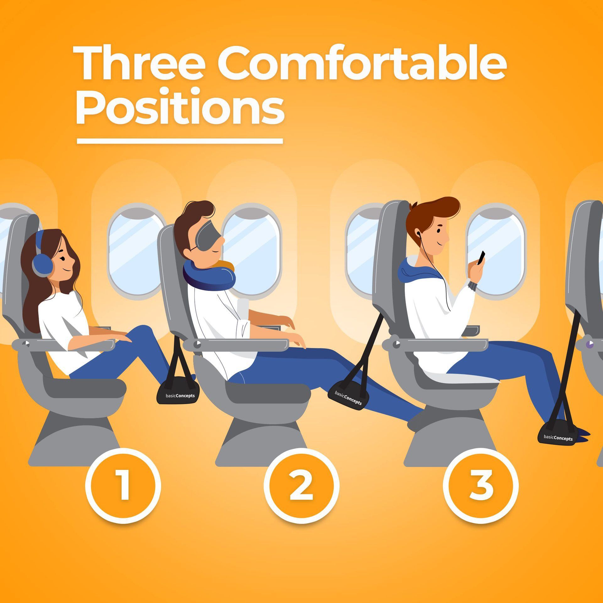 Upgraded Airplane Foot Rest Thickened Super-Size Airplane Foot Hammock to Relax Your Feet - Perfect Airplane Travel Essentials for Long Flight Plane Travel Foot Leg Rest （black） - Image 4