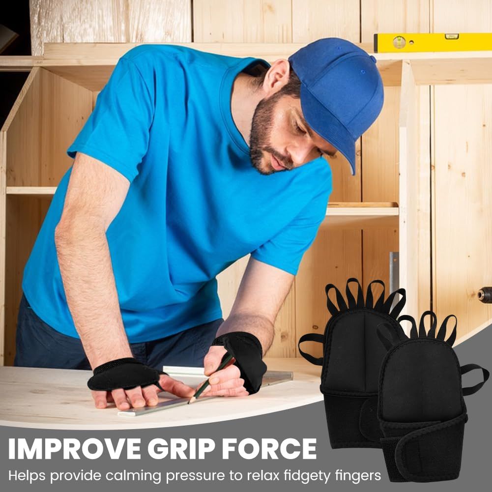 1 Pair Weighted Gloves for Tremors Hand Weight for Fine Motor Skills Hand Weighted Utensils Adjustable Weights Glove for Parkinson’s Essential Tremors Patients(Black) - Image 4