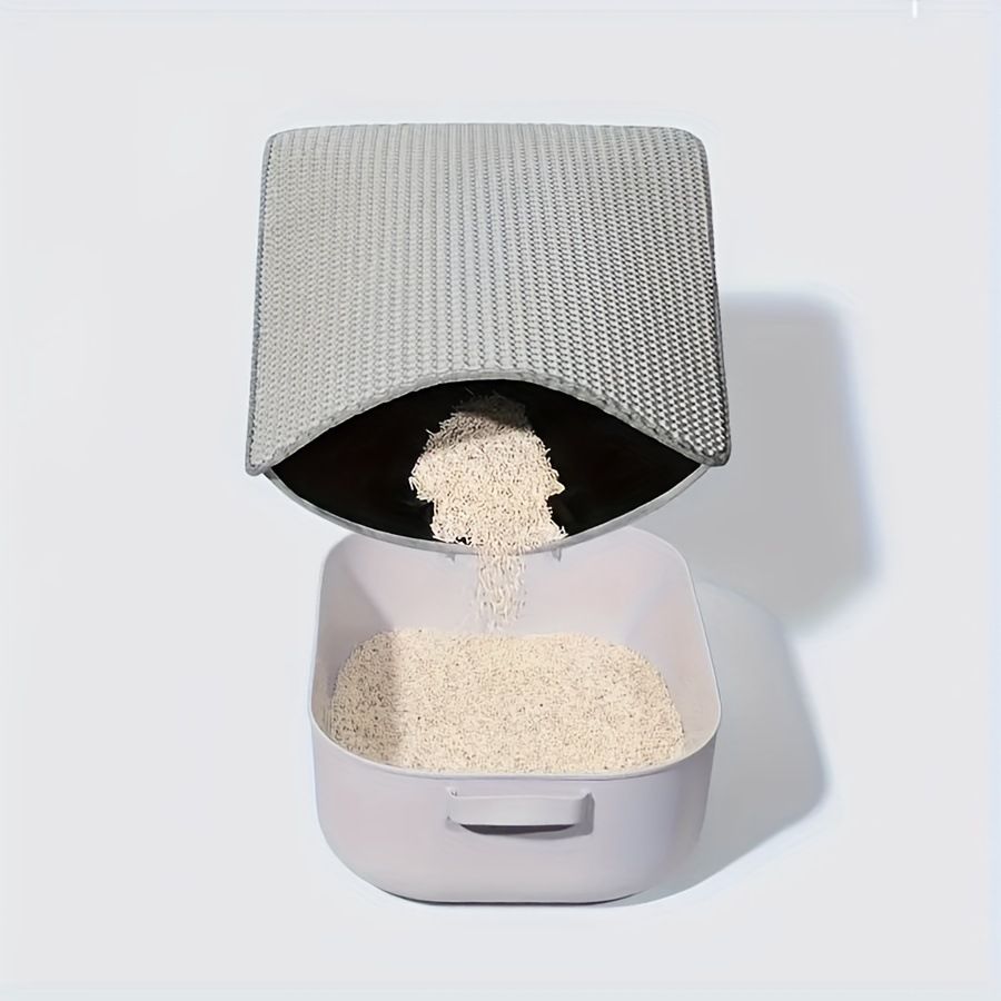 Cat Litter Mat Double Layer Waterproof Urine Proof Trapping Mat  Small Cat Litter Box Mat (Gray, 30x30 Inch of 1) - Image 2