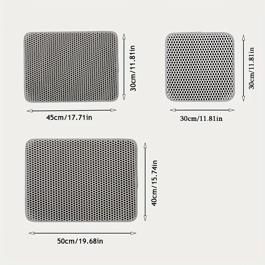 Cat Litter Mat Double Layer Waterproof Urine Proof Trapping Mat  Small Cat Litter Box Mat (Gray, 30x30 Inch of 1) - Image 5