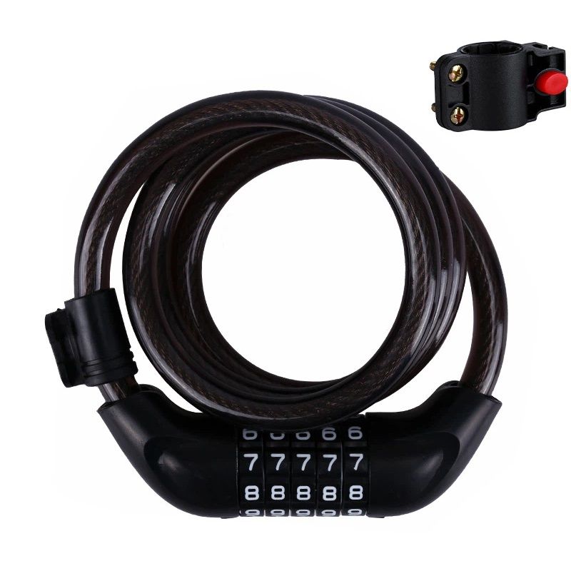 Bike Lock,  Bike Locks Cable, High Security 5 Digit Resettable Combination Coiling Bicycle Lock, Heavy Duty Anti Theft Cable Locks - Image 1