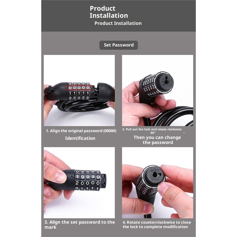 Bike Lock,  Bike Locks Cable, High Security 5 Digit Resettable Combination Coiling Bicycle Lock, Heavy Duty Anti Theft Cable Locks - Image 4