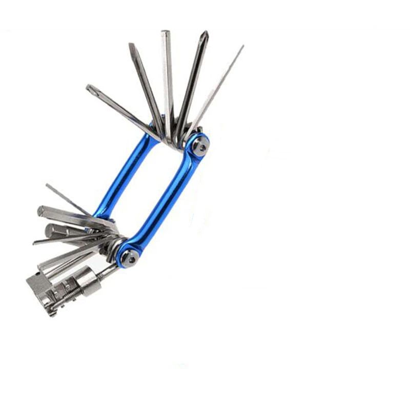 Bike Multitool - Bike Tool Kit -11 In 1 Lightweight Stainless Steel Bicycle Multi tool -  with Chain Clamps, Firm Wrench, Screwdriver, Straight Screwdriver, Hex Key Wrench, （blue） - Image 2