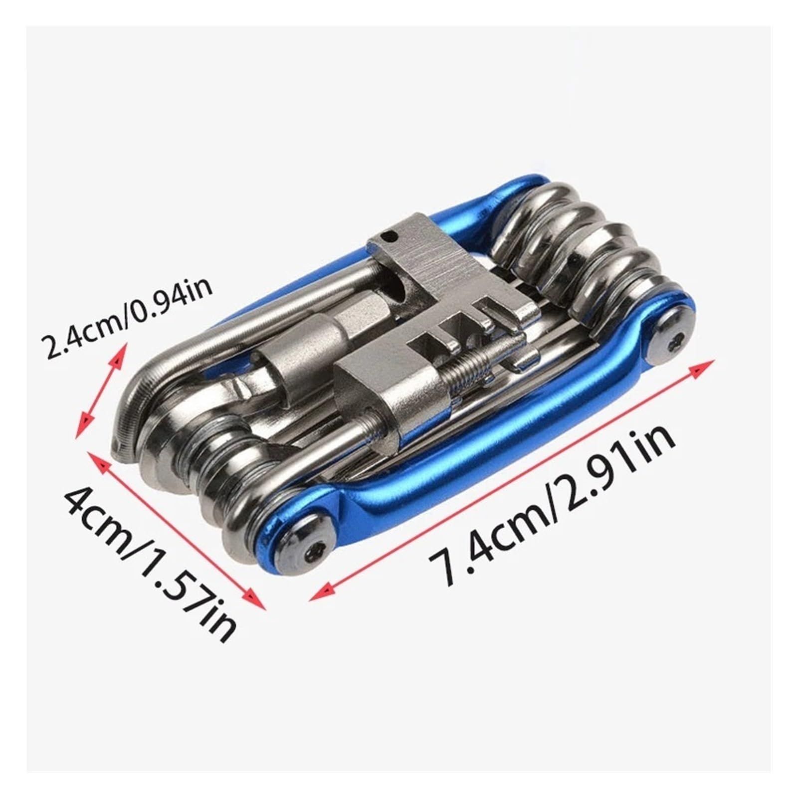 Bike Multitool - Bike Tool Kit -11 In 1 Lightweight Stainless Steel Bicycle Multi tool -  with Chain Clamps, Firm Wrench, Screwdriver, Straight Screwdriver, Hex Key Wrench, （blue） - Image 5