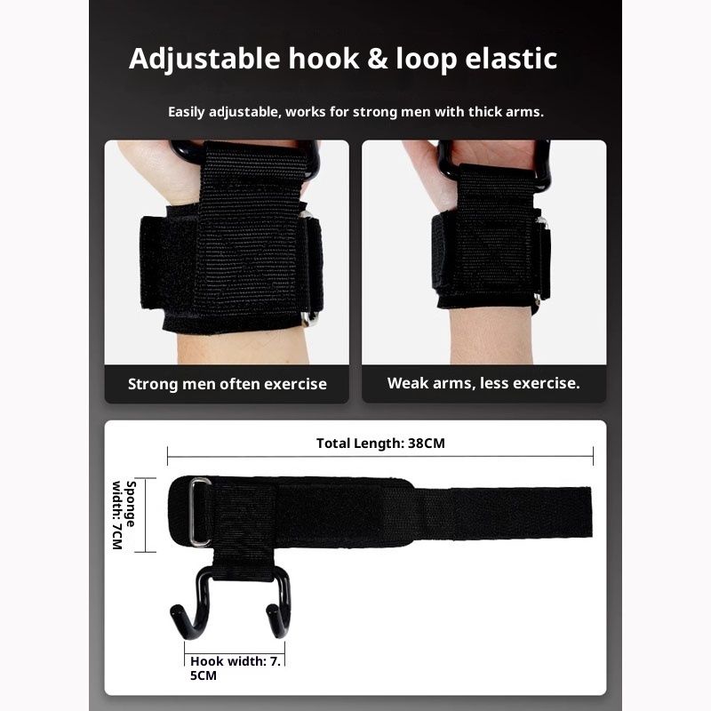 Weight Lifting Hooks (Pair), Wrist Strap Hooks for Weightlifting, Adjustable Men and Women Gym Lifting Straps Hook for Pull-Ups, Deadlifts, Strength Training, and Fitness Workouts - Image 5