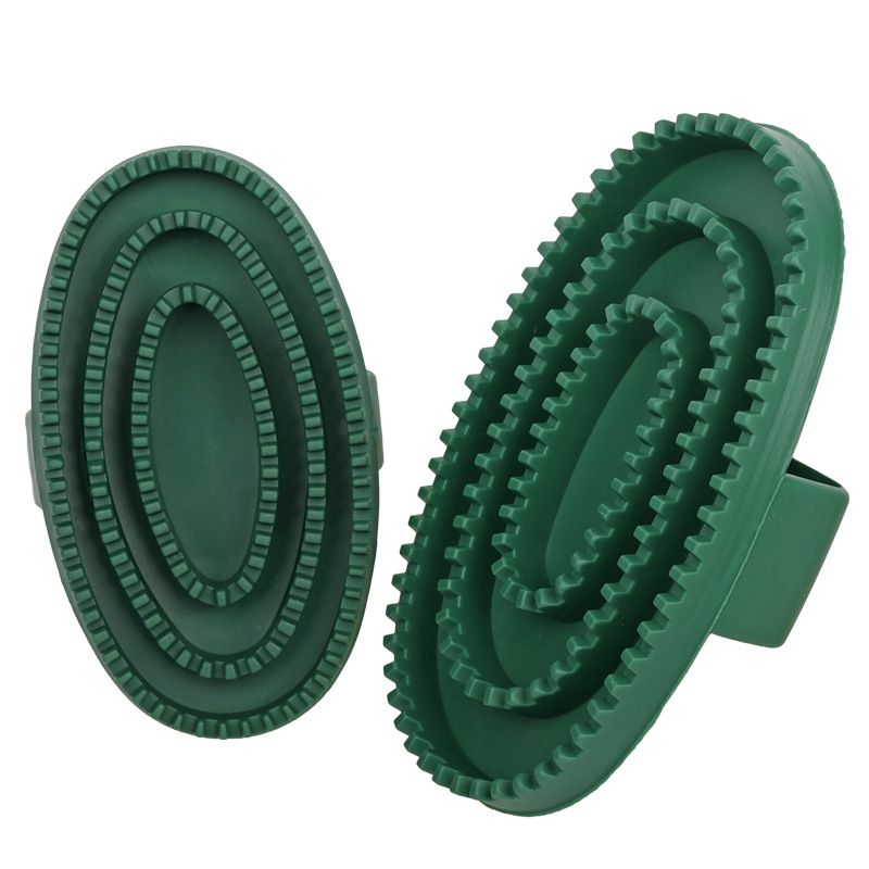 2pcs Soft Rubber Curry Comb Brush with Handle for Horses, Dogs, Cats Short Hair Medium Large Dogs Cats Rabbits（green large size） - Image 1