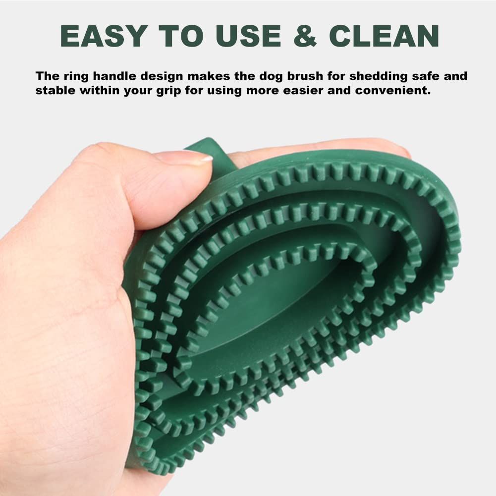 2pcs Soft Rubber Curry Comb Brush with Handle for Horses, Dogs, Cats Short Hair Medium Large Dogs Cats Rabbits（green large size） - Image 2