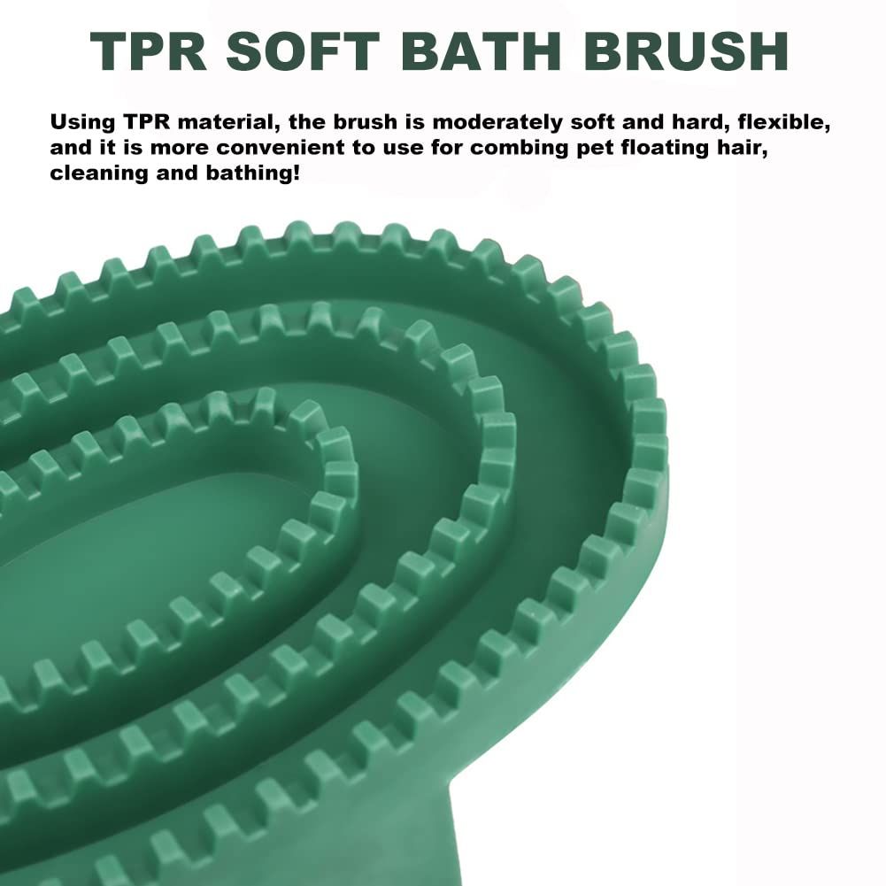 2pcs Soft Rubber Curry Comb Brush with Handle for Horses, Dogs, Cats Short Hair Medium Large Dogs Cats Rabbits（green large size） - Image 3