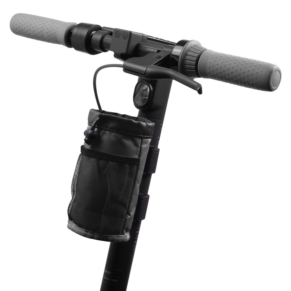 Cup Holder, Bike Water Bottle Holder for E Scooters & E-Bikes - Adaptable, No-Screw Installation, Mesh Pockets, Sticky Straps - Fits Cups Diameter Less Than 3.74in/9.5cm - Black - Image 2