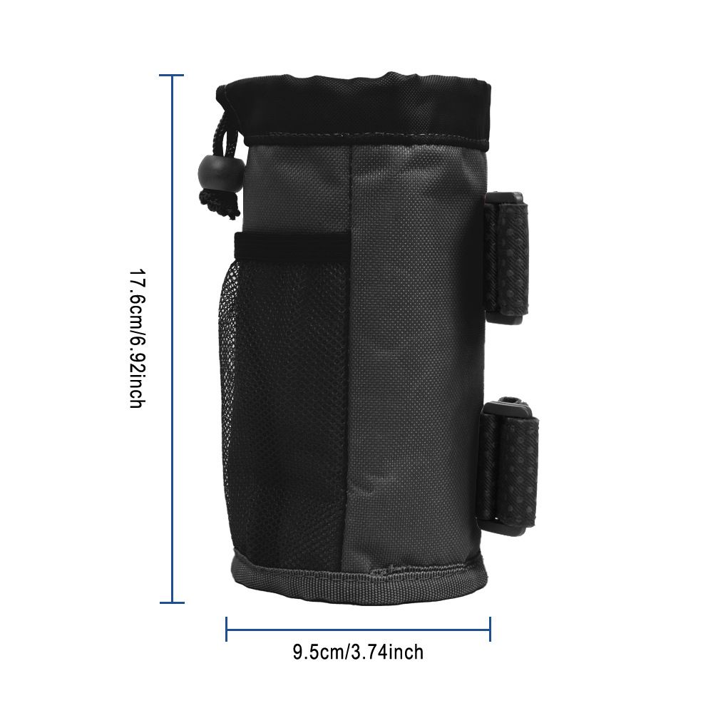 Cup Holder, Bike Water Bottle Holder for E Scooters & E-Bikes - Adaptable, No-Screw Installation, Mesh Pockets, Sticky Straps - Fits Cups Diameter Less Than 3.74in/9.5cm - Black - Image 5