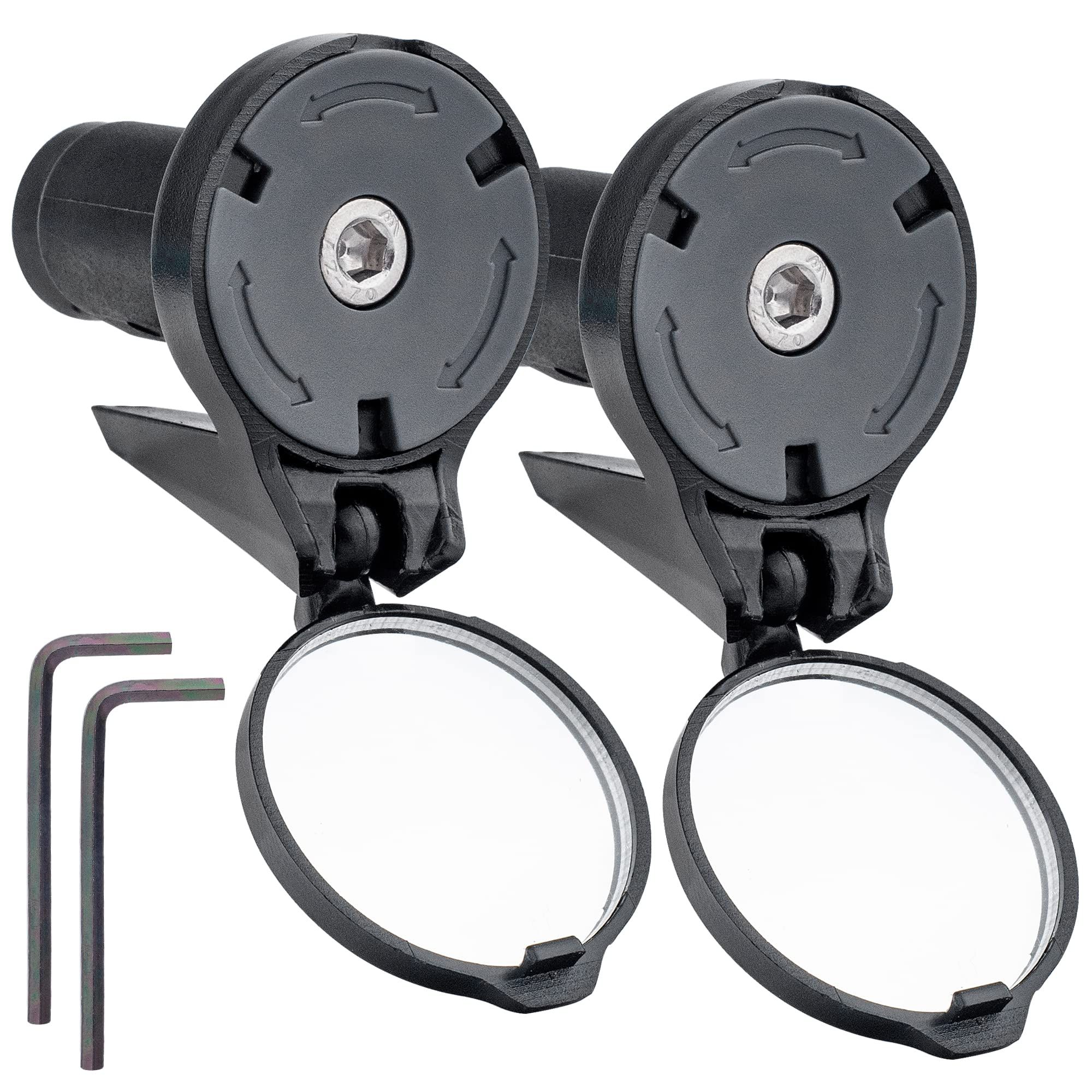 Bike Bar End Rear View Mirror 2 Pack - Adjustable HD Convex Glass Rearview Mirror for Road Bike Drop Bar End or Handlebar End of Mountain Bike, Bicycles, Scooters - Image 1
