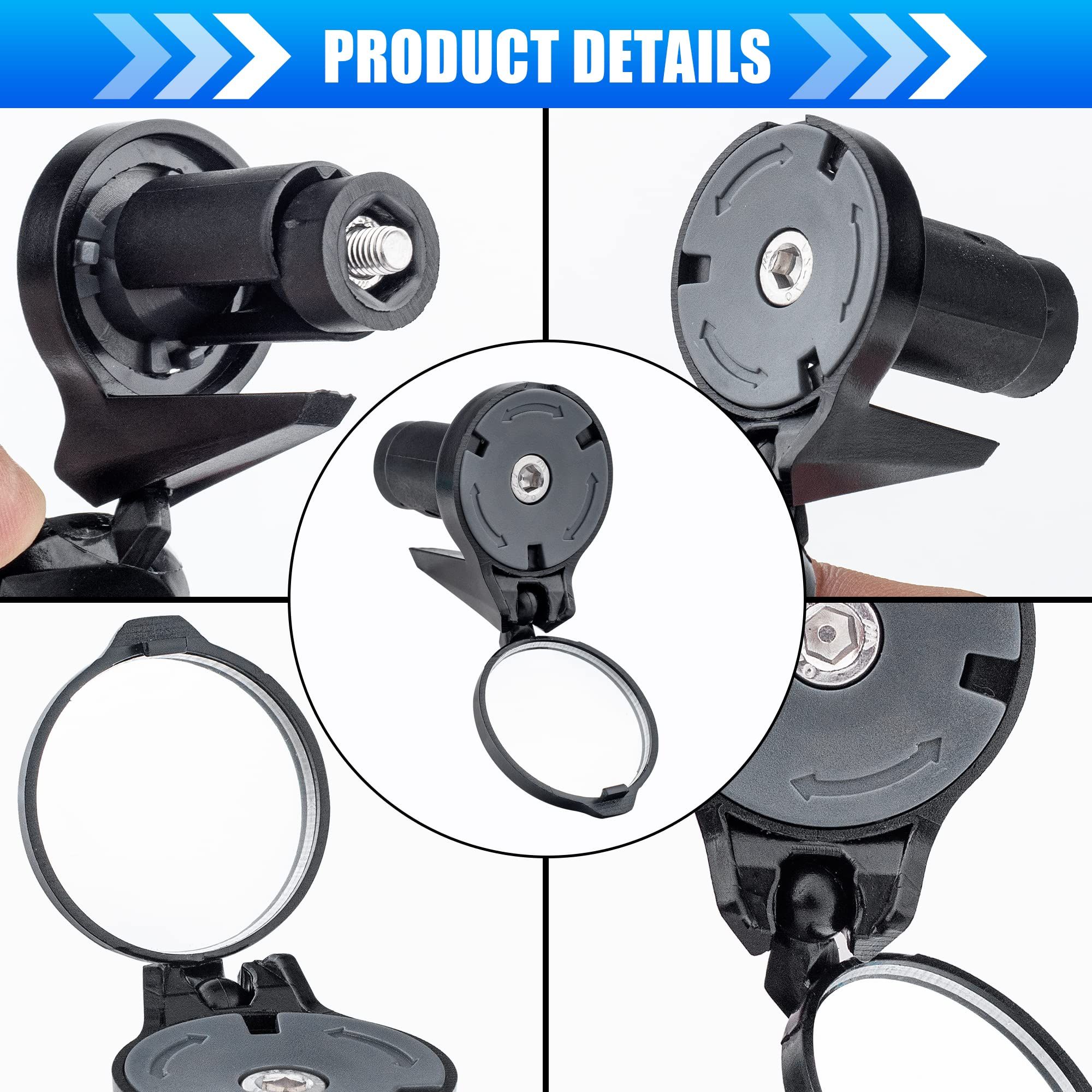 Bike Bar End Rear View Mirror 2 Pack - Adjustable HD Convex Glass Rearview Mirror for Road Bike Drop Bar End or Handlebar End of Mountain Bike, Bicycles, Scooters - Image 5