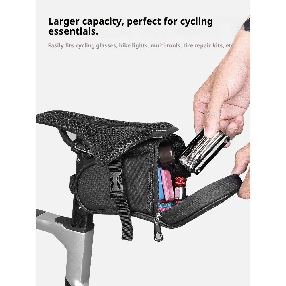 Bike Seat Bag, Water-resistant Bicycle Saddle Bag with Reflective Strap, Cycling Under Seat Pouch, Bike Seat Pack for Mountain Road Bikes and Commuters - Image 2
