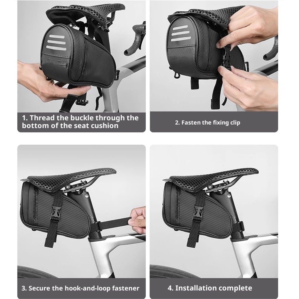 Bike Seat Bag, Water-resistant Bicycle Saddle Bag with Reflective Strap, Cycling Under Seat Pouch, Bike Seat Pack for Mountain Road Bikes and Commuters - Image 4