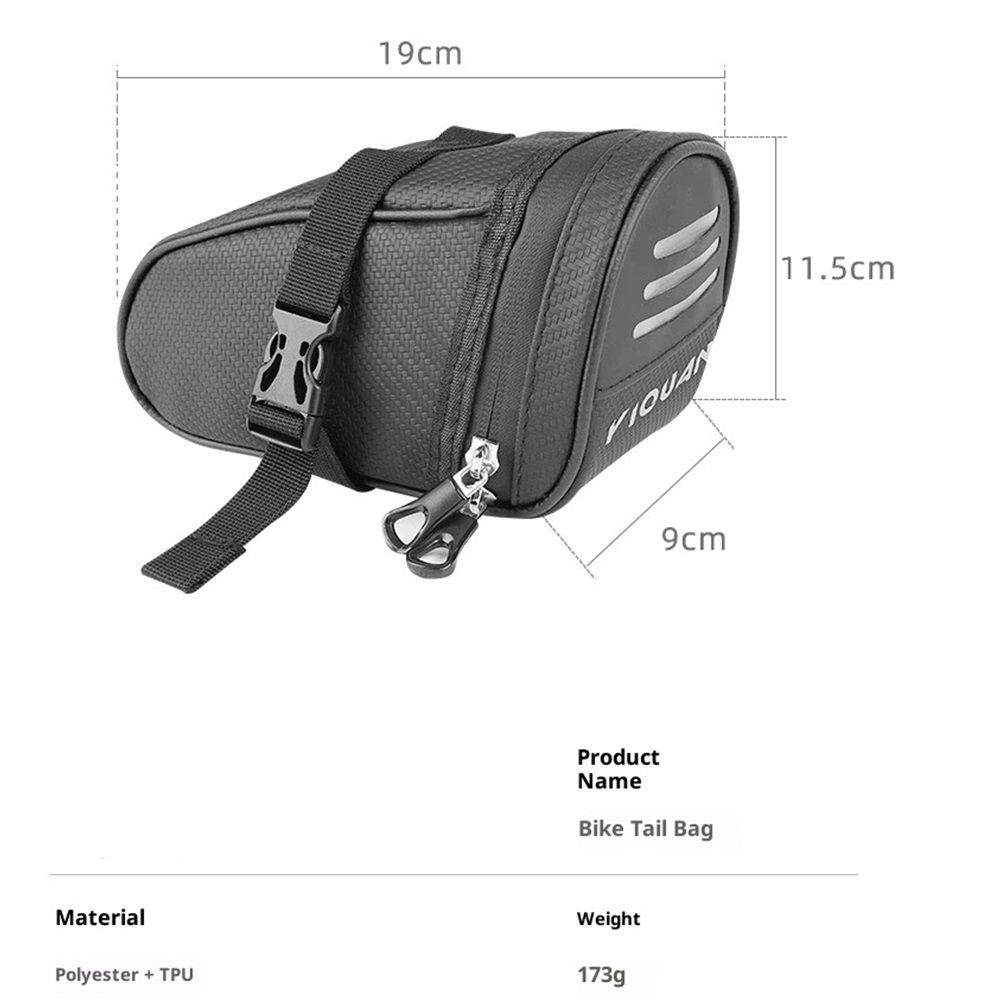 Bike Seat Bag, Water-resistant Bicycle Saddle Bag with Reflective Strap, Cycling Under Seat Pouch, Bike Seat Pack for Mountain Road Bikes and Commuters - Image 5