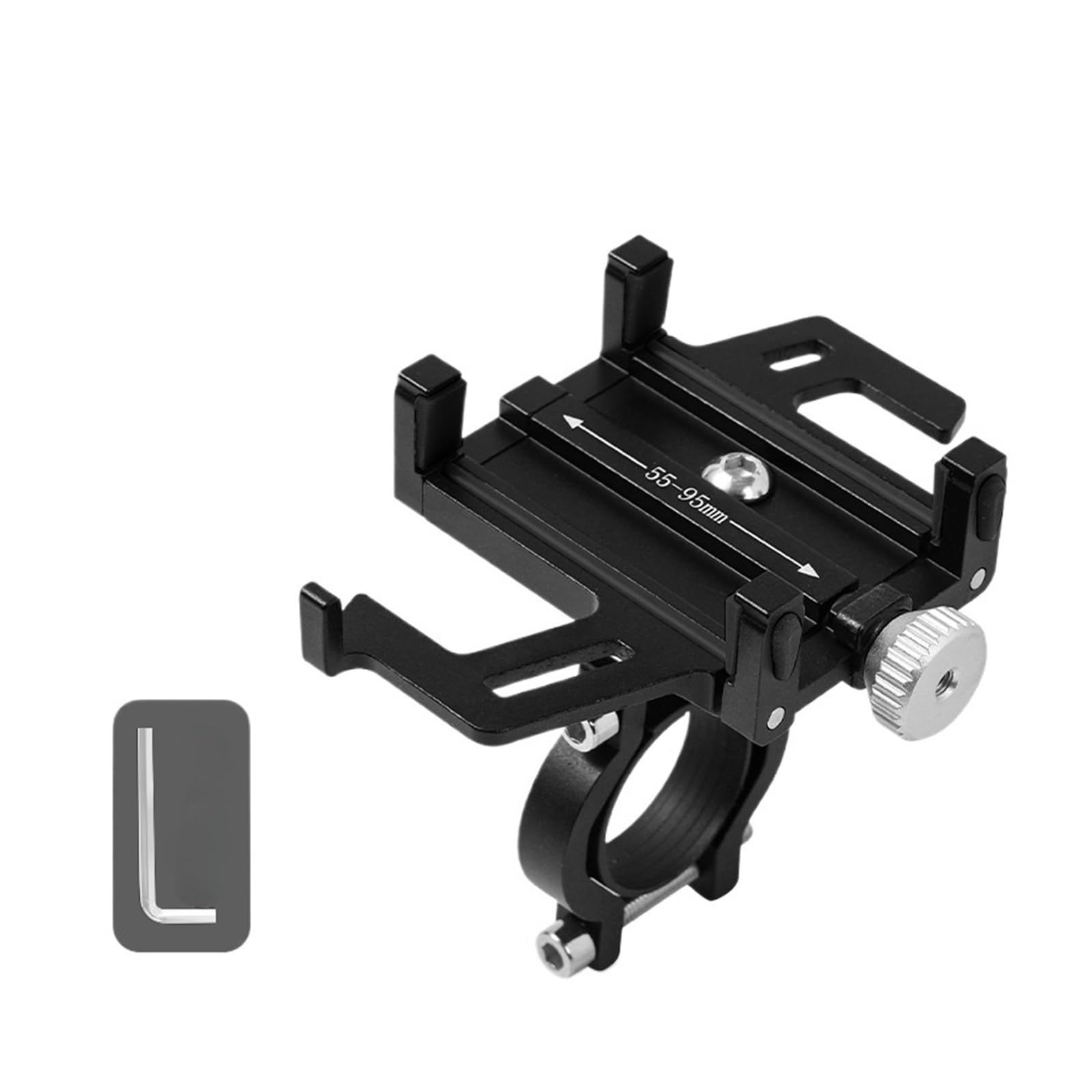 Bike Phone Mount Holder, Aluminum Motorcycle Phone Holder Mount with 360° Rotation, Aluminum Alloy Five Claws Adjustable Road Bike Bracket(Black) - Image 1