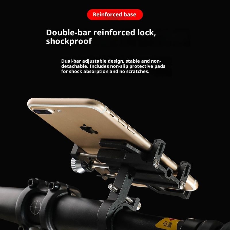 Bike Phone Mount Holder, Aluminum Motorcycle Phone Holder Mount with 360° Rotation, Aluminum Alloy Five Claws Adjustable Road Bike Bracket(Black) - Image 3