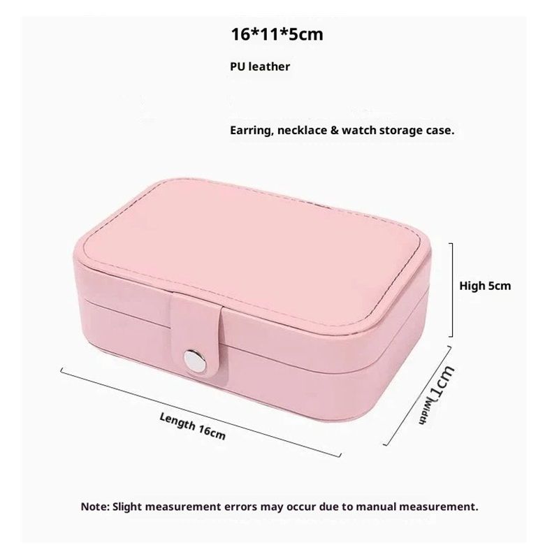 Travel Jewelry Box, PU Leather Small Jewelry Organizer for Women Girls, Portable Mini Travel Case Display Storage Holder Boxes for Stud Earrings, Rings, Necklaces, Bracelets (Pink) - Image 5