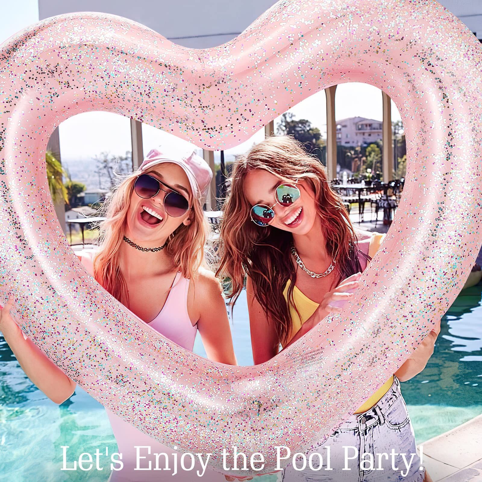 Heart Pool Float, Heart Shaped Summer Swimming Pool Float Loungers Tube Ring Floatie, Water Fun Beach Party Toys for Adults 120cm - Image 5