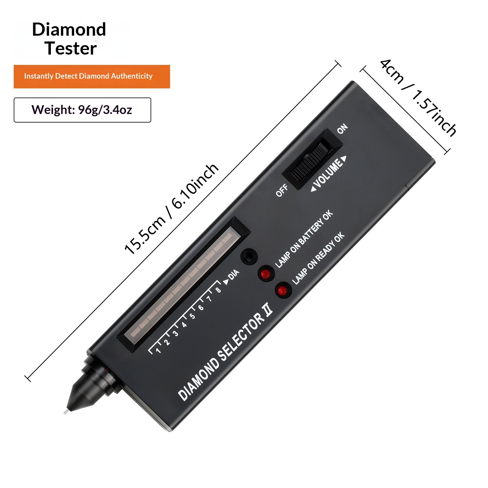 Diamond Tester Pen – Portable Jewelry Diamond Testers for Real and Fake Gemstones – Professional Gemstone Detector Tool with LED Light, Audible Signal & Battery Operated Design for Accurate Testing - Image 2