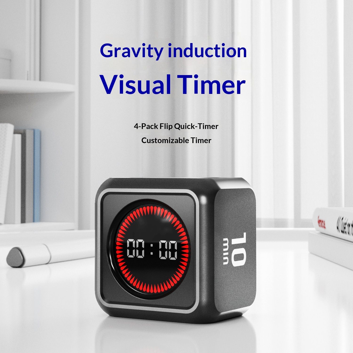 Office Desk Timer Cube, Visual Pomodoro Timer with Gravity, Countdown 5/10/25/45 Min, Rechargeable Productivity Tool for Classroom, Kitchen, Gym, Yoga, College School Supplies Cool Gadgets - Image 4