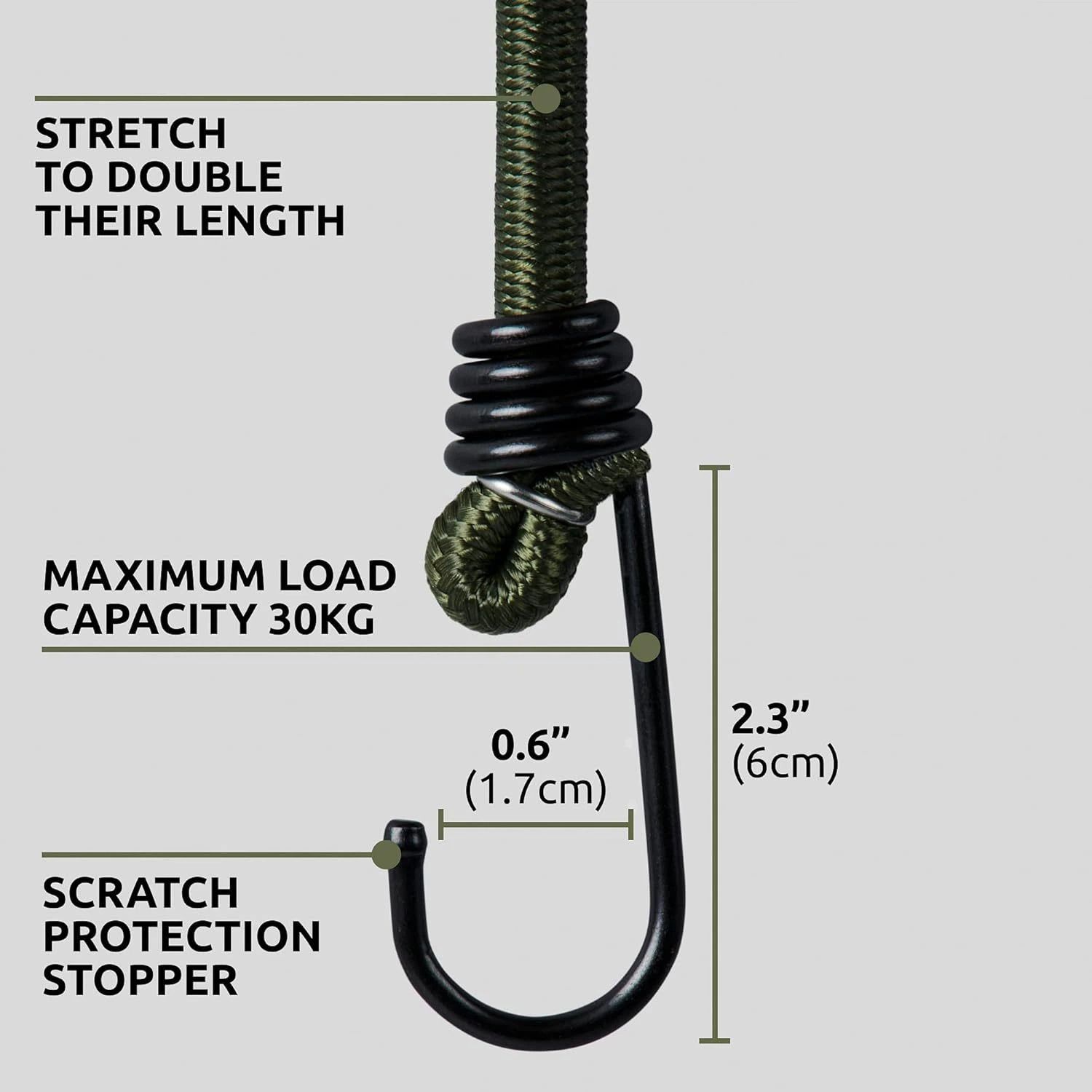 45cm- Heavy Duty Bungee Cords with Hooks10 Pack Multi-Purpose Elastic Bungee Straps for Luggage, Roof Racks, Camping - Weatherproof & UV Resistant - Image 3
