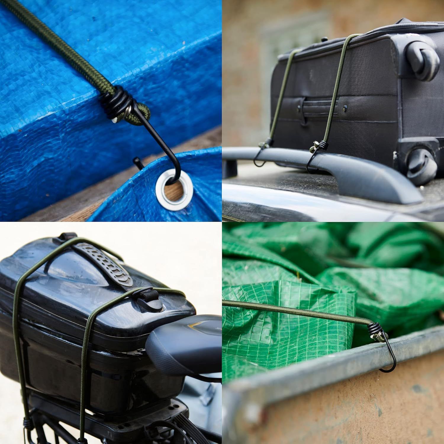 45cm- Heavy Duty Bungee Cords with Hooks10 Pack Multi-Purpose Elastic Bungee Straps for Luggage, Roof Racks, Camping - Weatherproof & UV Resistant - Image 4