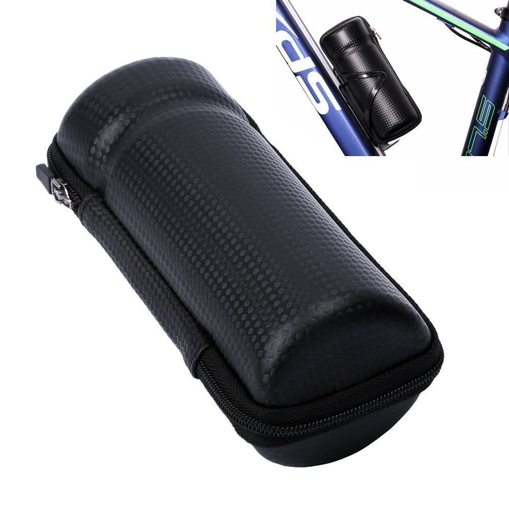 Waterproof Bike Tool Case - Cycling Storage Pouch for Mountain and Road Bikes - Hard Shell Zip Bag with Bottle Cage (Carbon Black) - Image 1