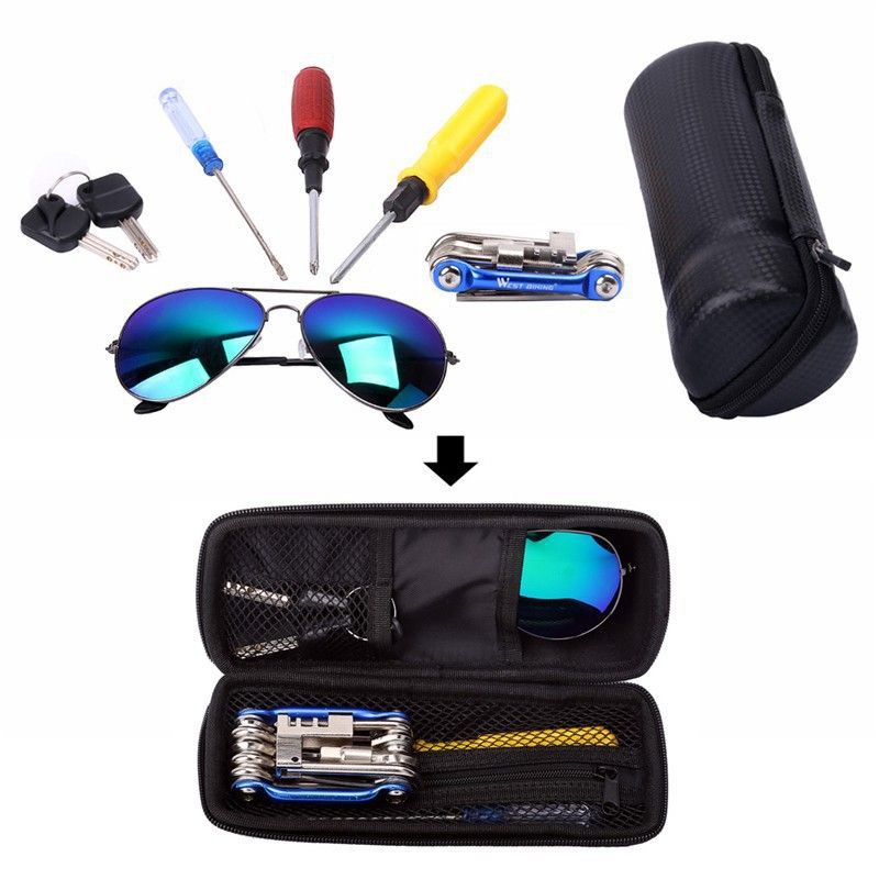 Waterproof Bike Tool Case - Cycling Storage Pouch for Mountain and Road Bikes - Hard Shell Zip Bag with Bottle Cage (Carbon Black) - Image 3