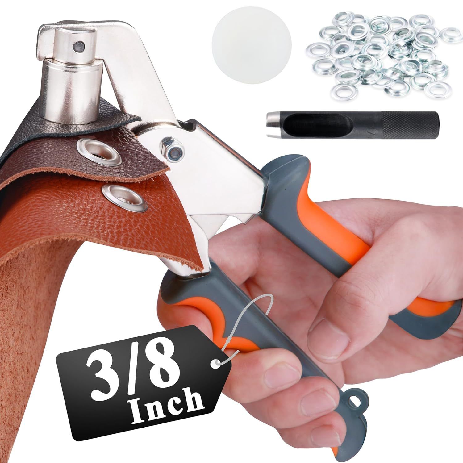 Heavy Duty Grommet Tool Kit, 500 pcs 10mm Grommets, Eyelet Tool, Press for Tarp, Grommet Kit, Fabric, Banner, Canvas, Leather, Tents, Vinyl - Image 3