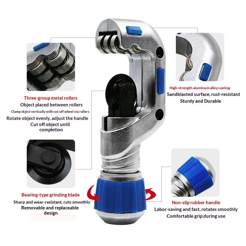 Tube Cutter, Heavy Duty Tubing Pipe Cutter, 3/16 to 1-1/4 inch Cutting Diameter, Ideal for Cutting Copper, Aluminum, Brass, Steel, Plastic and More - Image 3