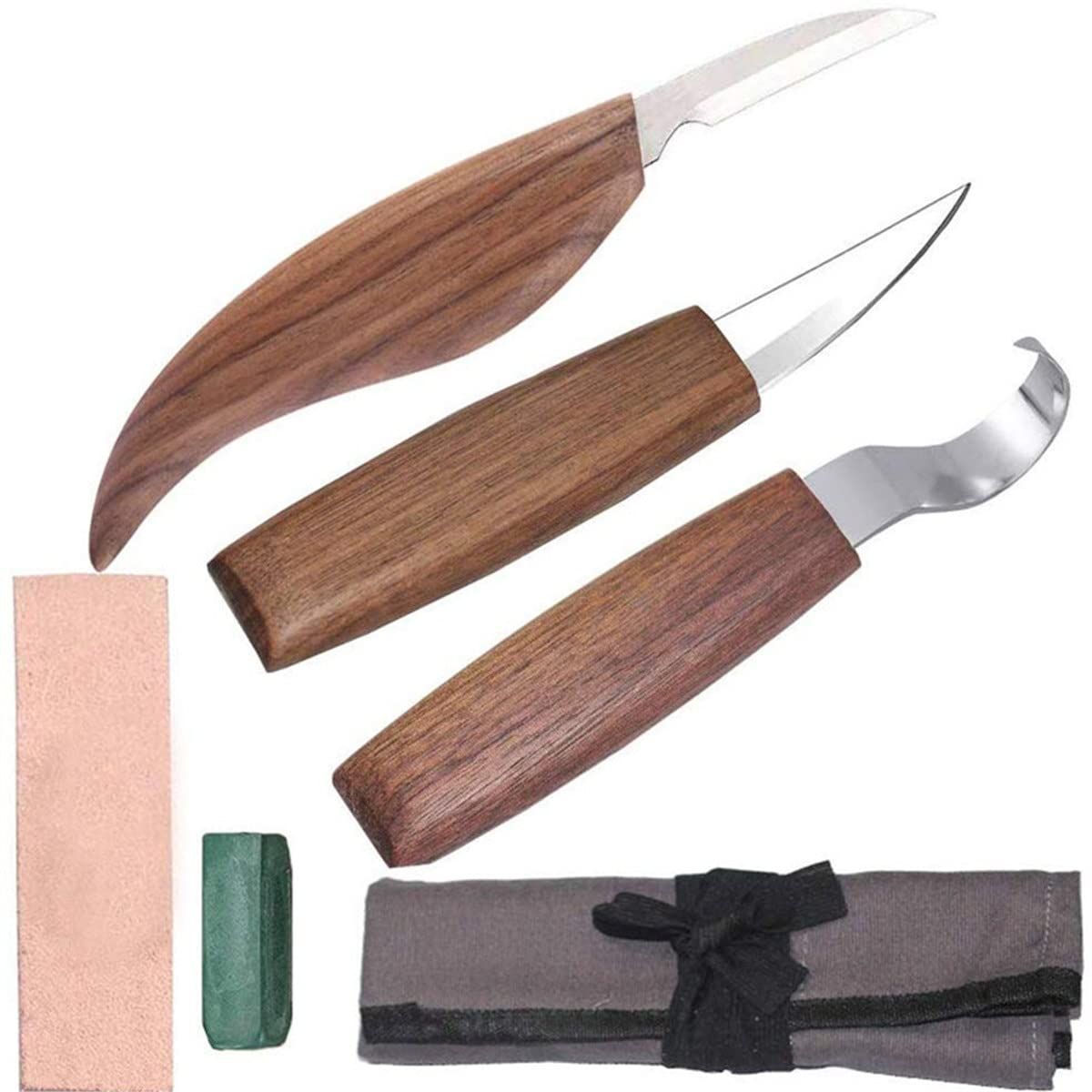 Wood Carving Tools Set - Wood Carving Knife Kit for Beginners, Adults, and Kids, Includes 3  Knives for DIY Woodworking and Carving Enthusiasts（Flat handle six piece set） - Image 1