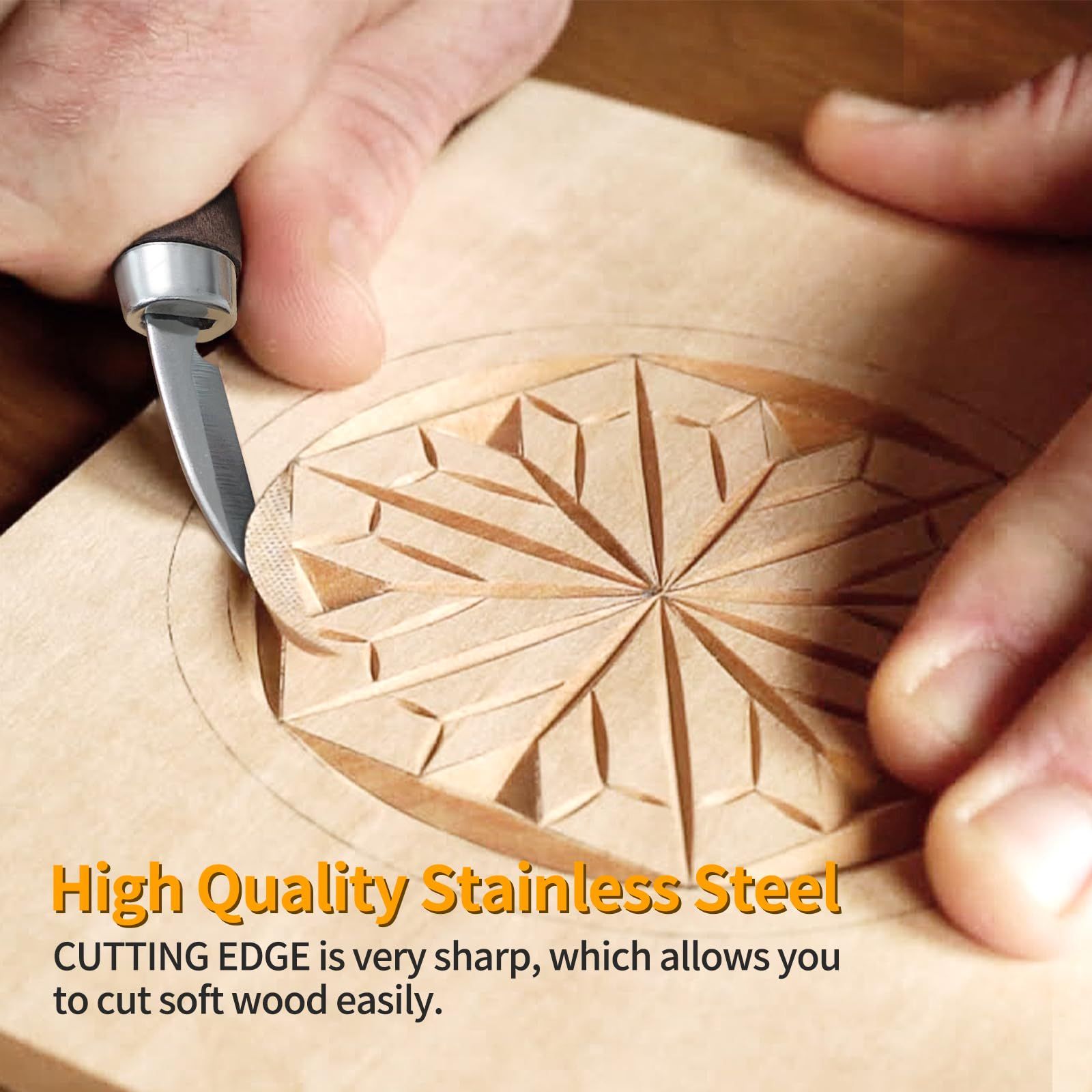 Wood Carving Tools Set - Wood Carving Knife Kit for Beginners, Adults, and Kids, Includes 3  Knives for DIY Woodworking and Carving Enthusiasts（Flat handle six piece set） - Image 4