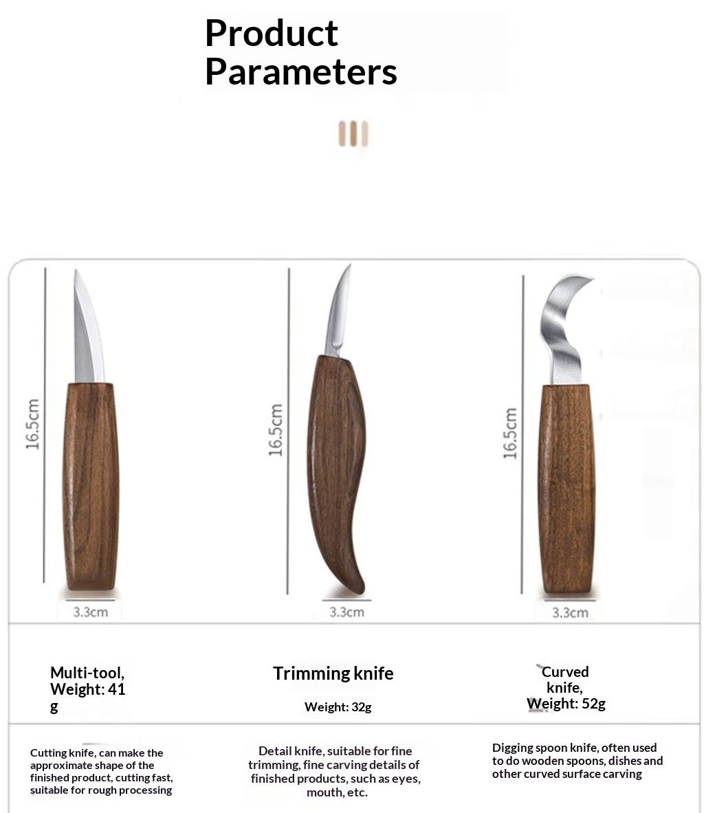 Wood Carving Tools Set - Wood Carving Knife Kit for Beginners, Adults, and Kids, Includes 3  Knives for DIY Woodworking and Carving Enthusiasts（Flat handle six piece set） - Image 5