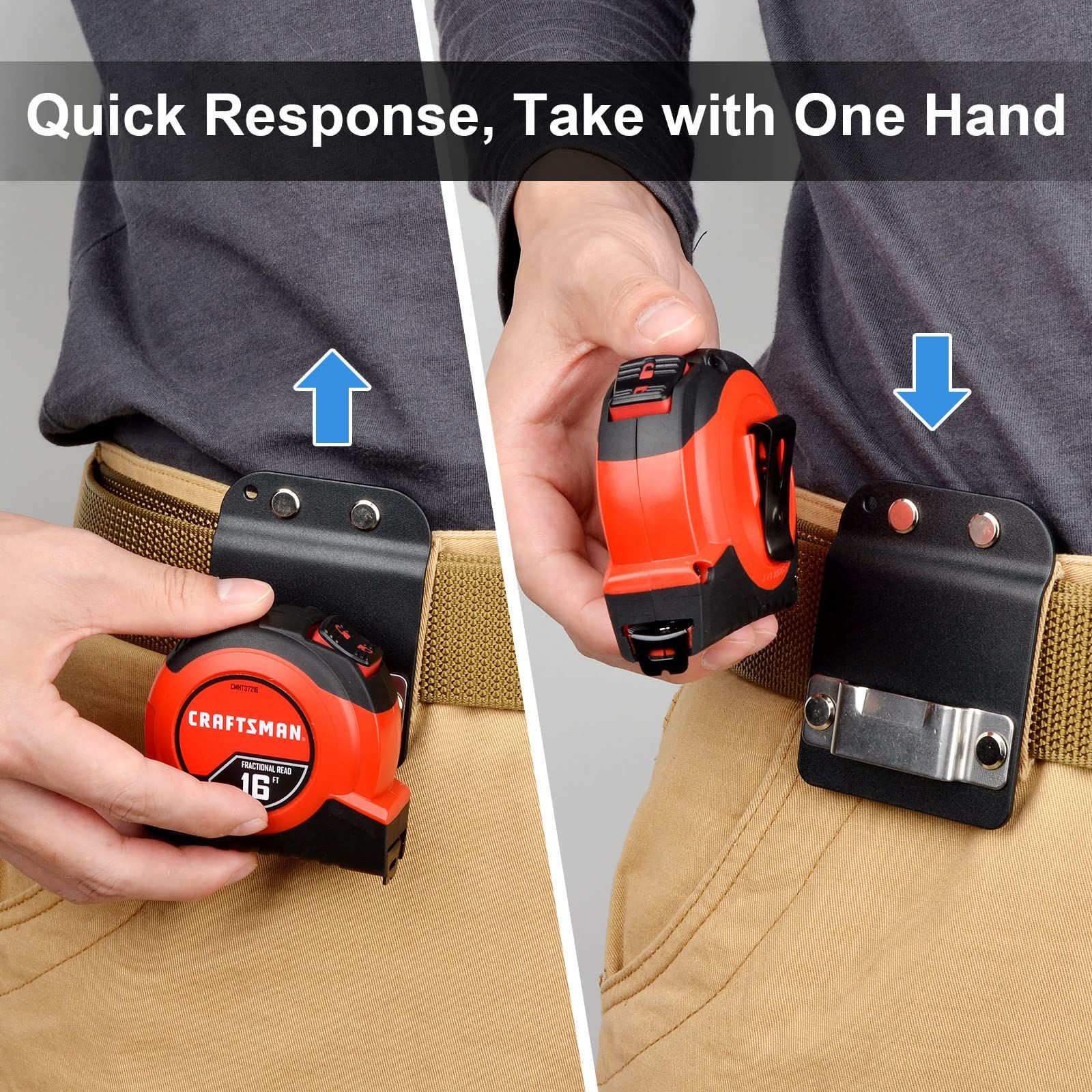 2 Pack Tape Measure Holder for Belt, Low-Profile Tape Measure Belt Clip, Fits up to Tool Belt, Tape Accessories - Image 3