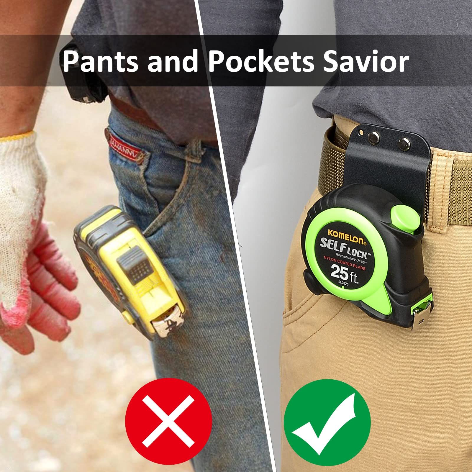 2 Pack Tape Measure Holder for Belt, Low-Profile Tape Measure Belt Clip, Fits up to Tool Belt, Tape Accessories - Image 4