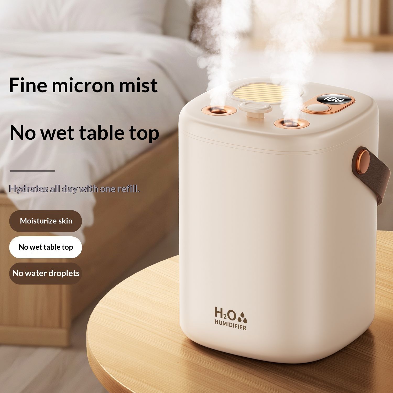 Humidifier for bedroom Portable Cool Mist Humidifiers Auto Shut-Off USB Desk Humidifier,with Warm Night Light and Dual Nozzle Design for Bedroom Travel Office, - Image 2