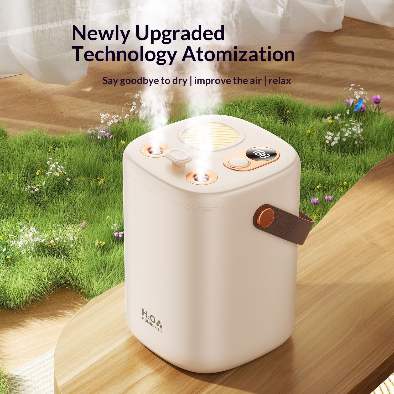 Humidifier for bedroom Portable Cool Mist Humidifiers Auto Shut-Off USB Desk Humidifier,with Warm Night Light and Dual Nozzle Design for Bedroom Travel Office, - Image 3