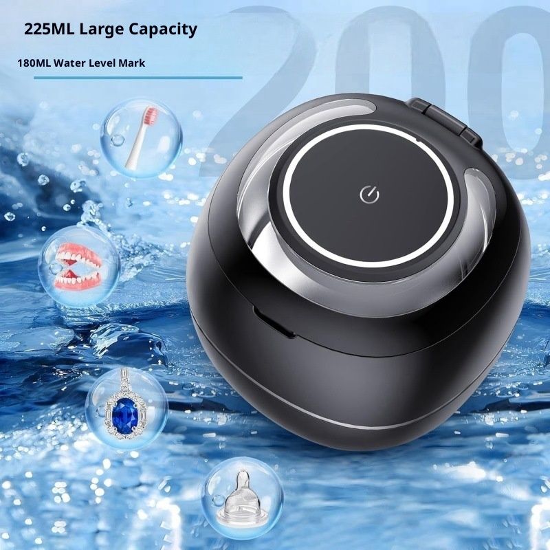 Upgraded Ultrasonic Retainer Cleaner Machine, 45kHz Ultrasonic Dentures Cleaner for Night Guards, Braces, Aligner, Toothbrush, Jewelry and More, 180ML Capacity, Black - Image 3