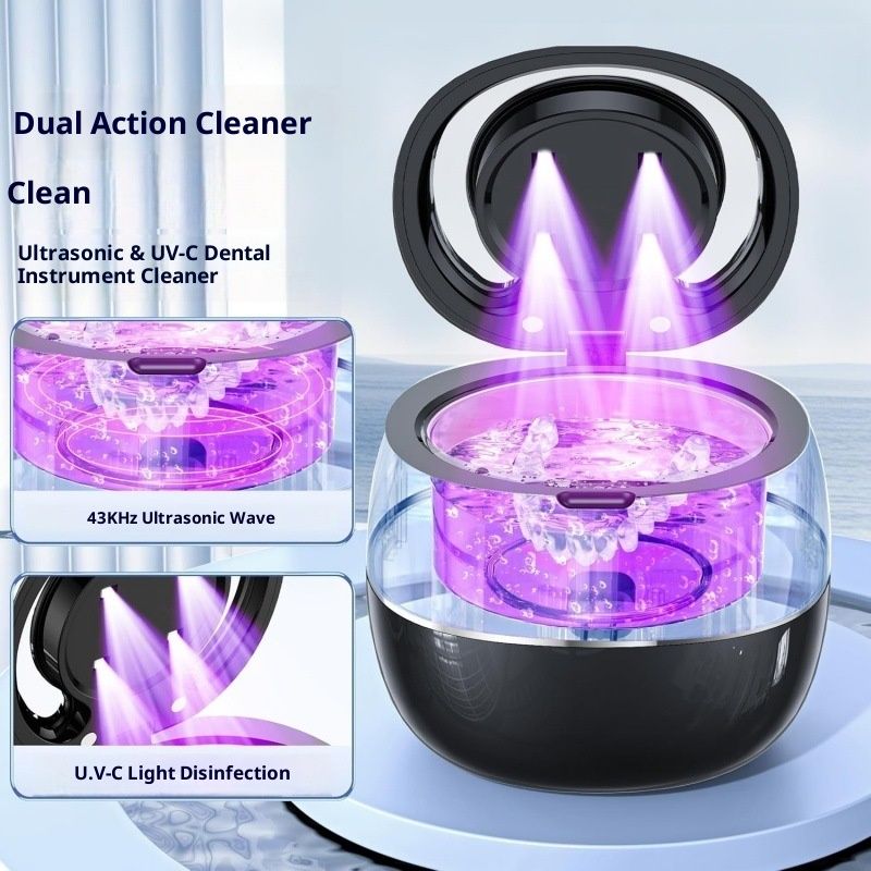 Upgraded Ultrasonic Retainer Cleaner Machine, 45kHz Ultrasonic Dentures Cleaner for Night Guards, Braces, Aligner, Toothbrush, Jewelry and More, 180ML Capacity, Black - Image 5