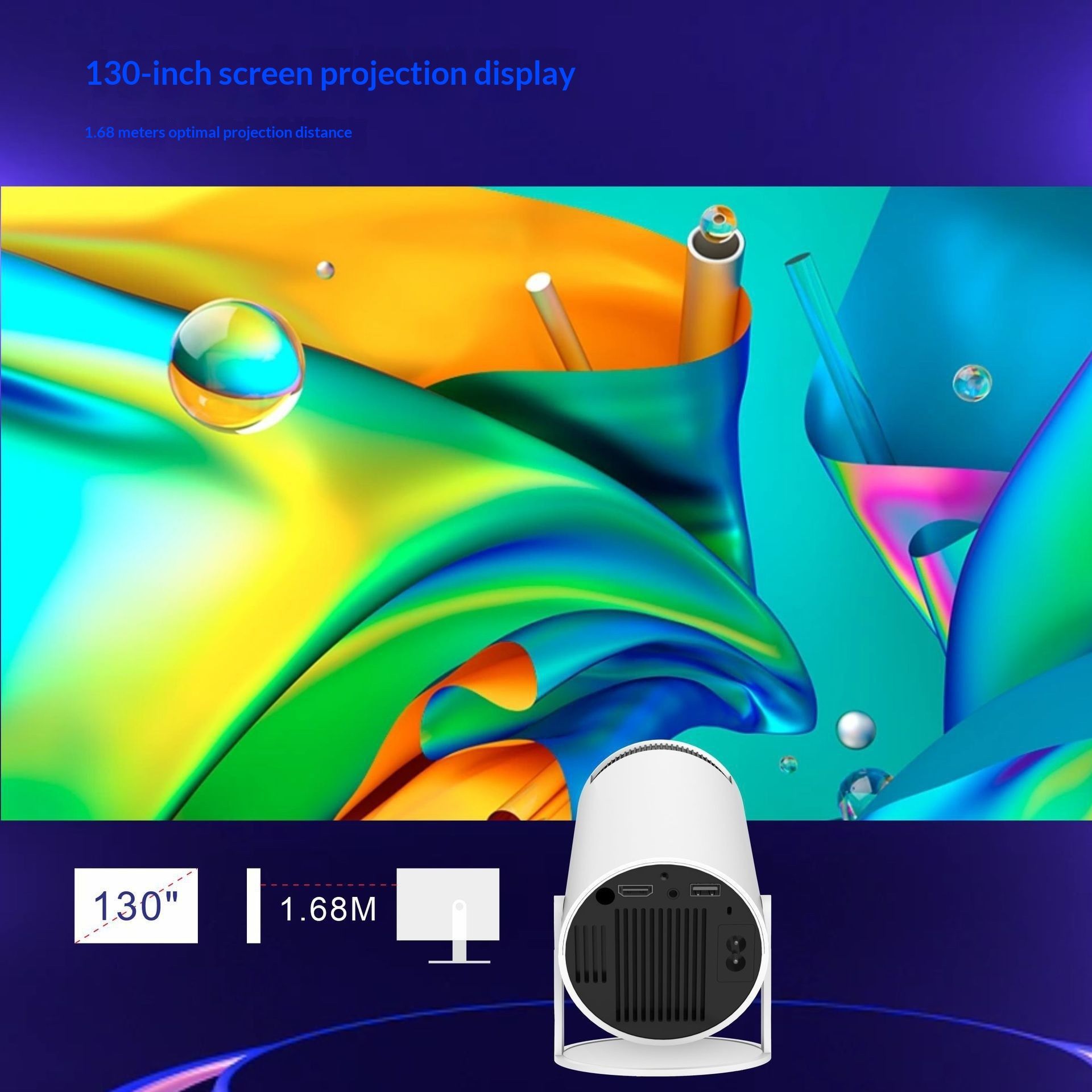 Mini Projector Smart Portable Projector with 180° Rotation, Auto Keystone, Support 1080P, Compatible with HDMI/USB - Image 4