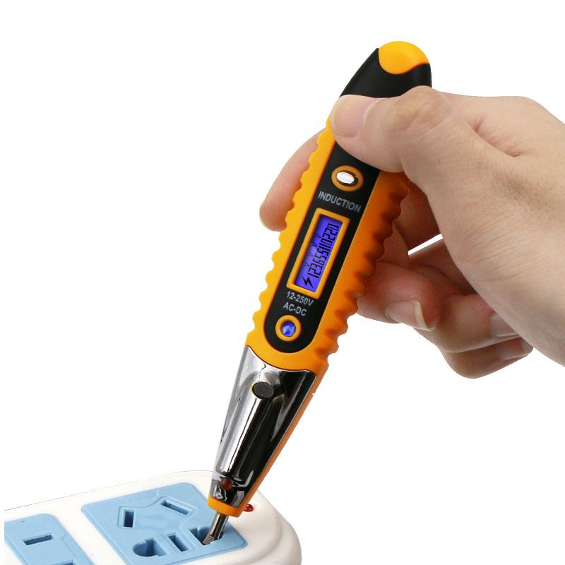 Test Screwdriver, Voltage Detector Pen Light Circuit Tester Electric Test Pen Screwdriver  Contact Induction LED with Light  12V-220V 1pcs - Image 1